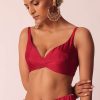 Red Silk Woven Saree With Bandhani Detail And Unstitched Blouse Piece