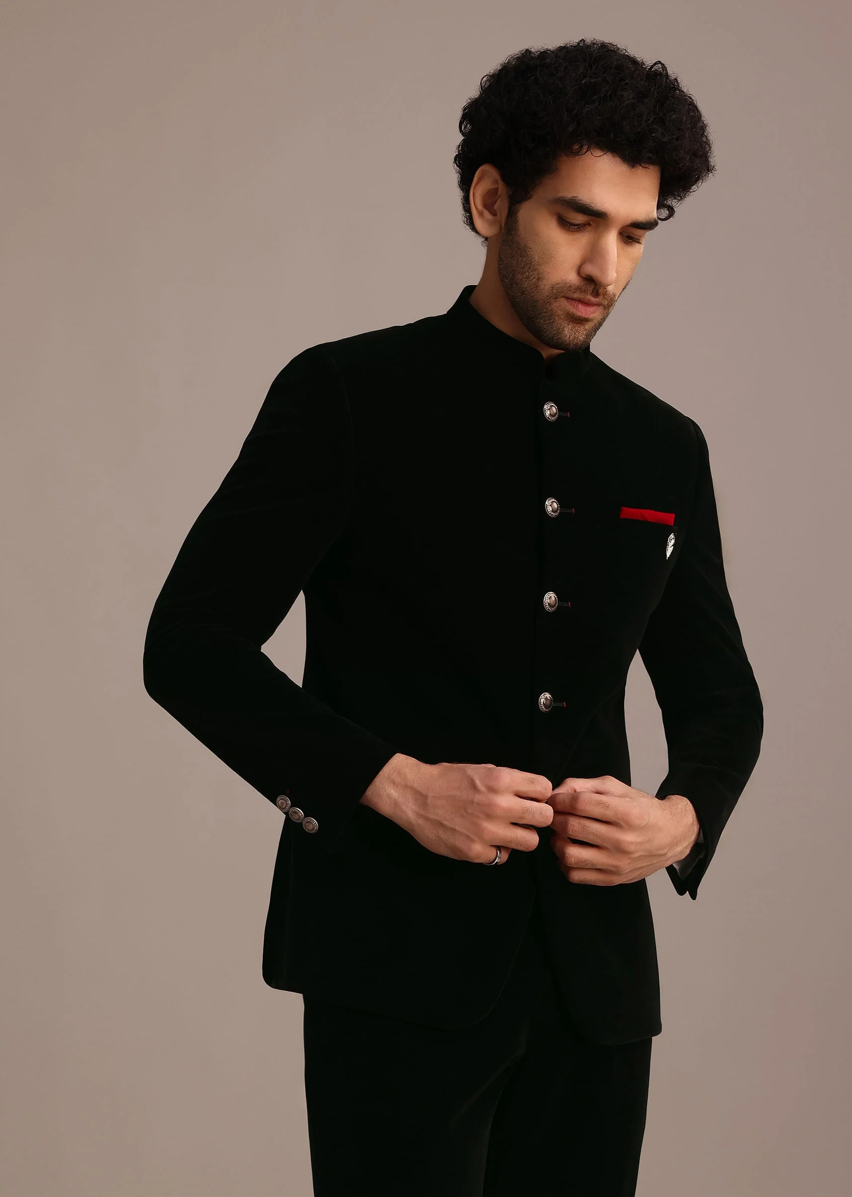 13048-black-velvet-jodhpuri-set-with-pocket-square-1.webp Black Velvet Jodhpuri Set with Pocket Square