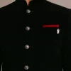 Black Velvet Jodhpuri Set with Pocket Square
