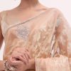 Peach Chanderi Saree With Unstitched Blouse