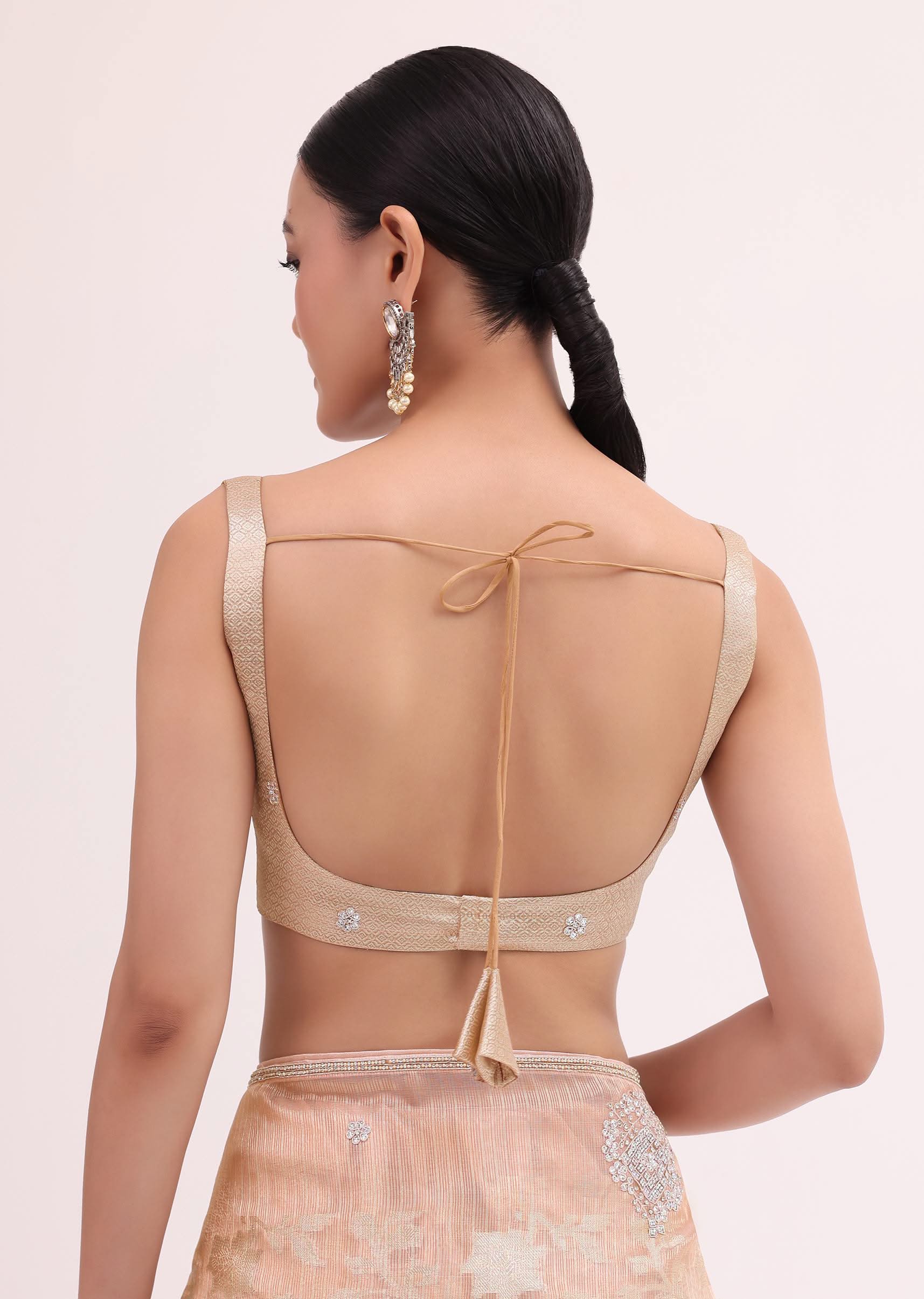 Peach Chanderi Saree With Unstitched Blouse