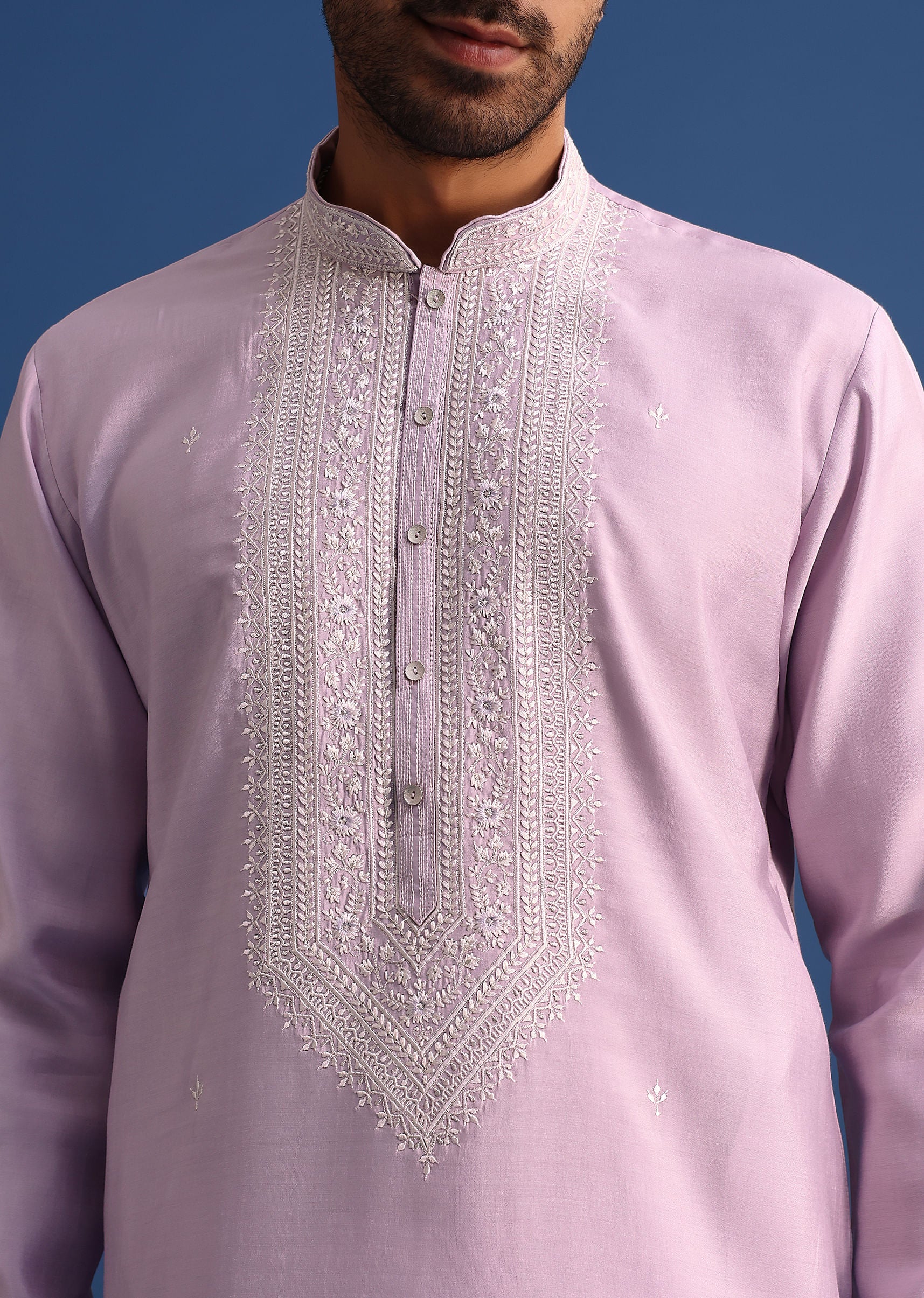 13072-purple-silk-kurta-set-with-hand-embroidery-1.jpg Purple Silk Kurta Set With Hand Embroidery