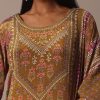 Mustard Printed Palazzo Set In Chiffon With Stone Work Kurta