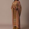 Mustard Printed Palazzo Set In Chiffon With Stone Work Kurta