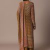Mustard Printed Palazzo Set In Chiffon With Stone Work Kurta
