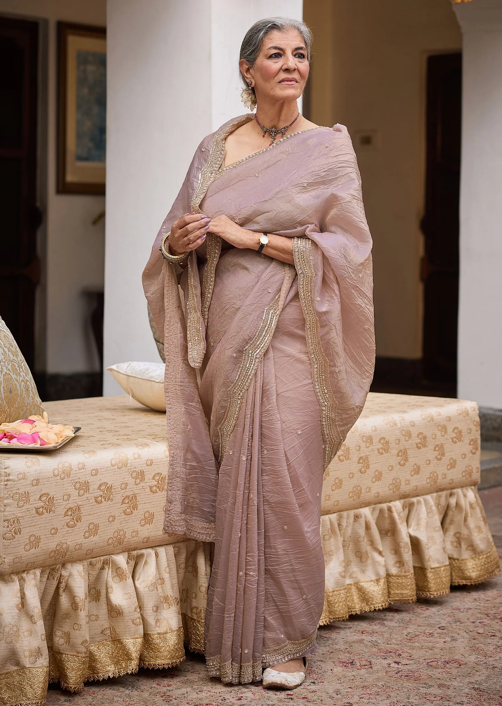 13093-beige-crushed-tissue-saree-with-embroidered-border-10.webp Beige Crushed Tissue Saree With Embroidered Border
