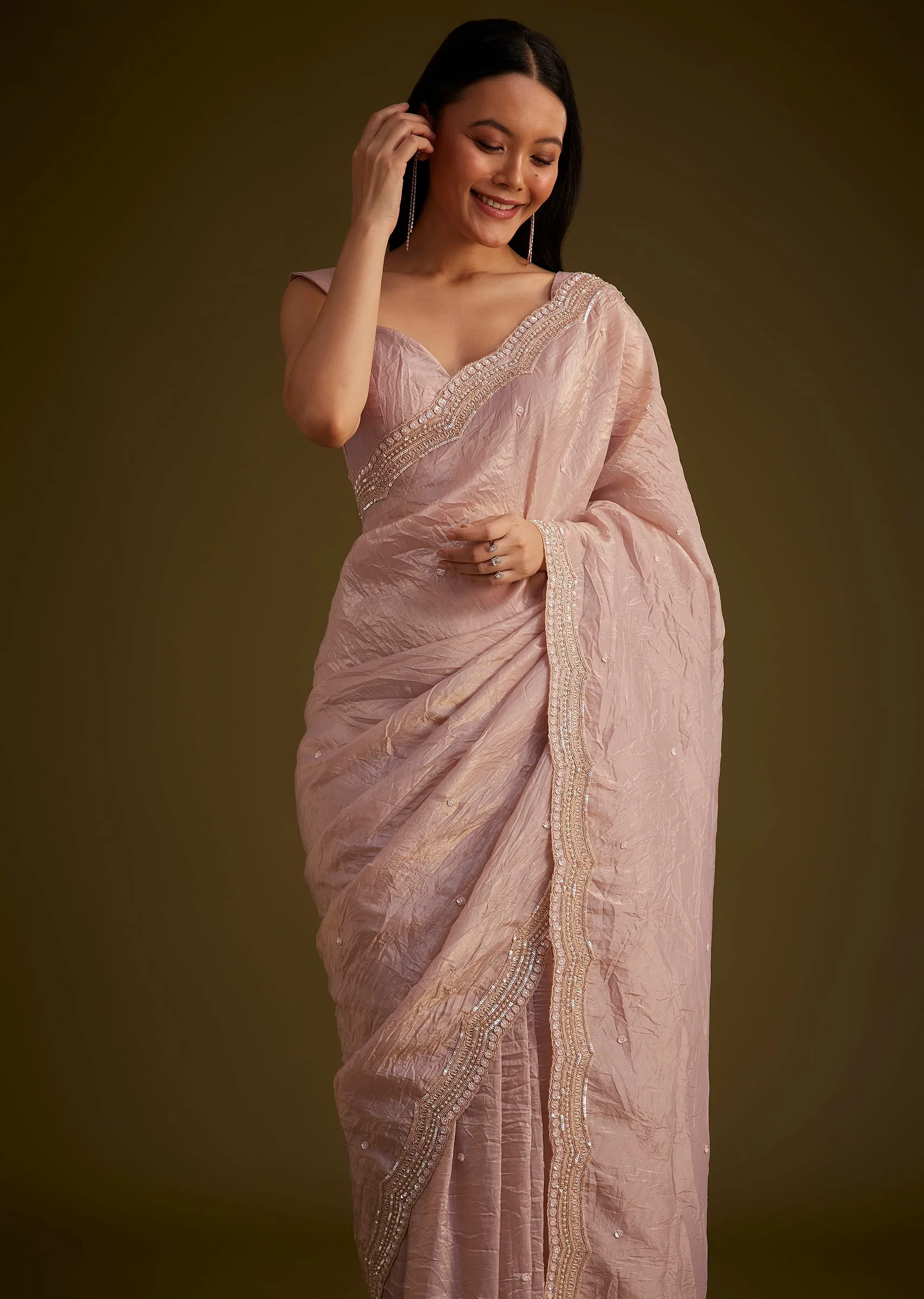 13093-beige-crushed-tissue-saree-with-embroidered-border-2.webp Beige Crushed Tissue Saree With Embroidered Border