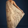 Off White Tussar Silk Floral Print Saree with Mirror Work