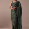 Moss Green Tussar Saree With Unstitched Blouse