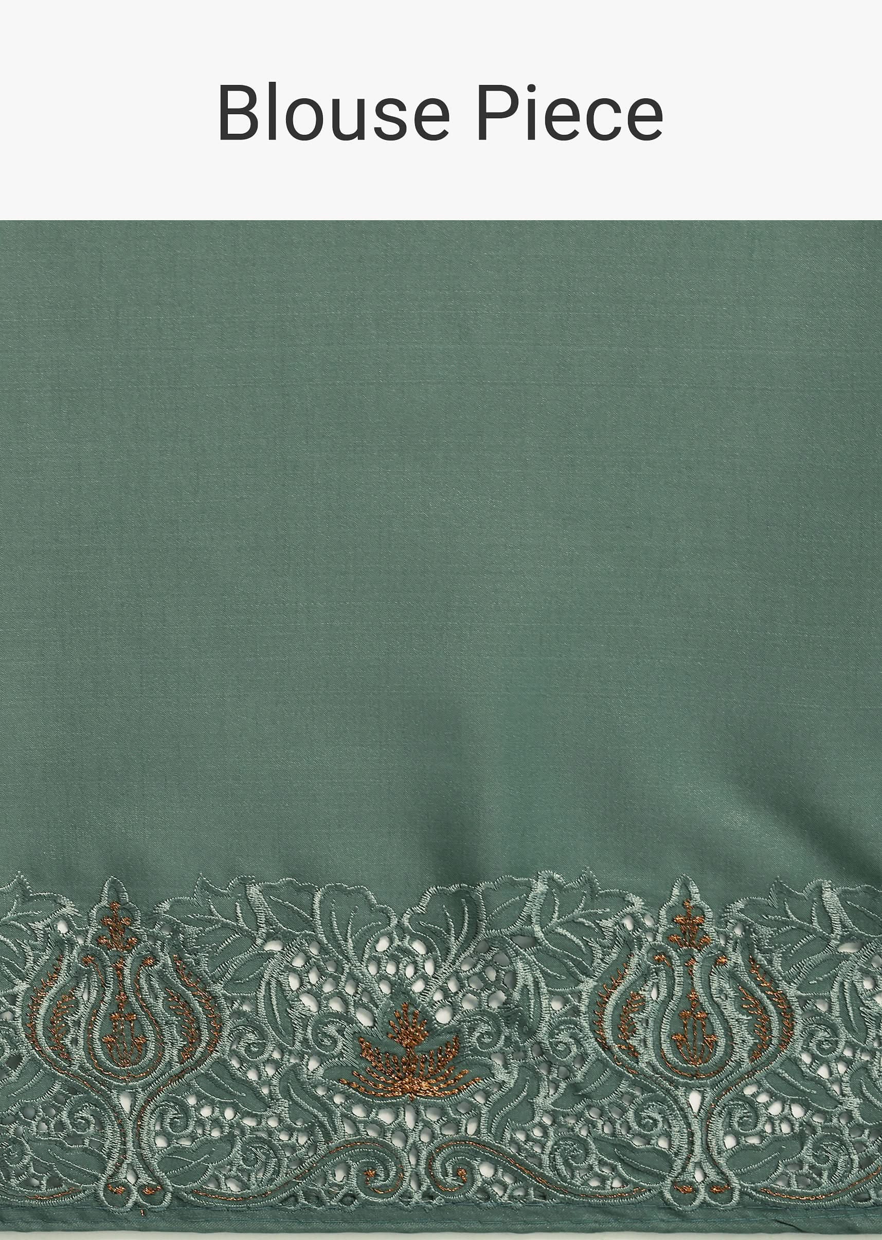 Moss Green Tussar Saree With Unstitched Blouse