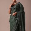 Moss Green Tussar Saree With Unstitched Blouse