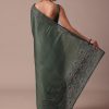 Moss Green Tussar Saree With Unstitched Blouse