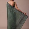 Moss Green Tussar Saree With Unstitched Blouse