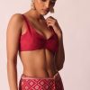 Red Bandhani Weave Saree In Silk With Unstitched Blouse Piece