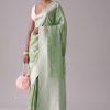 Forest Shade Green Woven Saree In Dola Silk And Silver Weave
