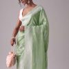 Forest Shade Green Woven Saree In Dola Silk And Silver Weave