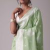 Forest Shade Green Woven Saree In Dola Silk And Silver Weave