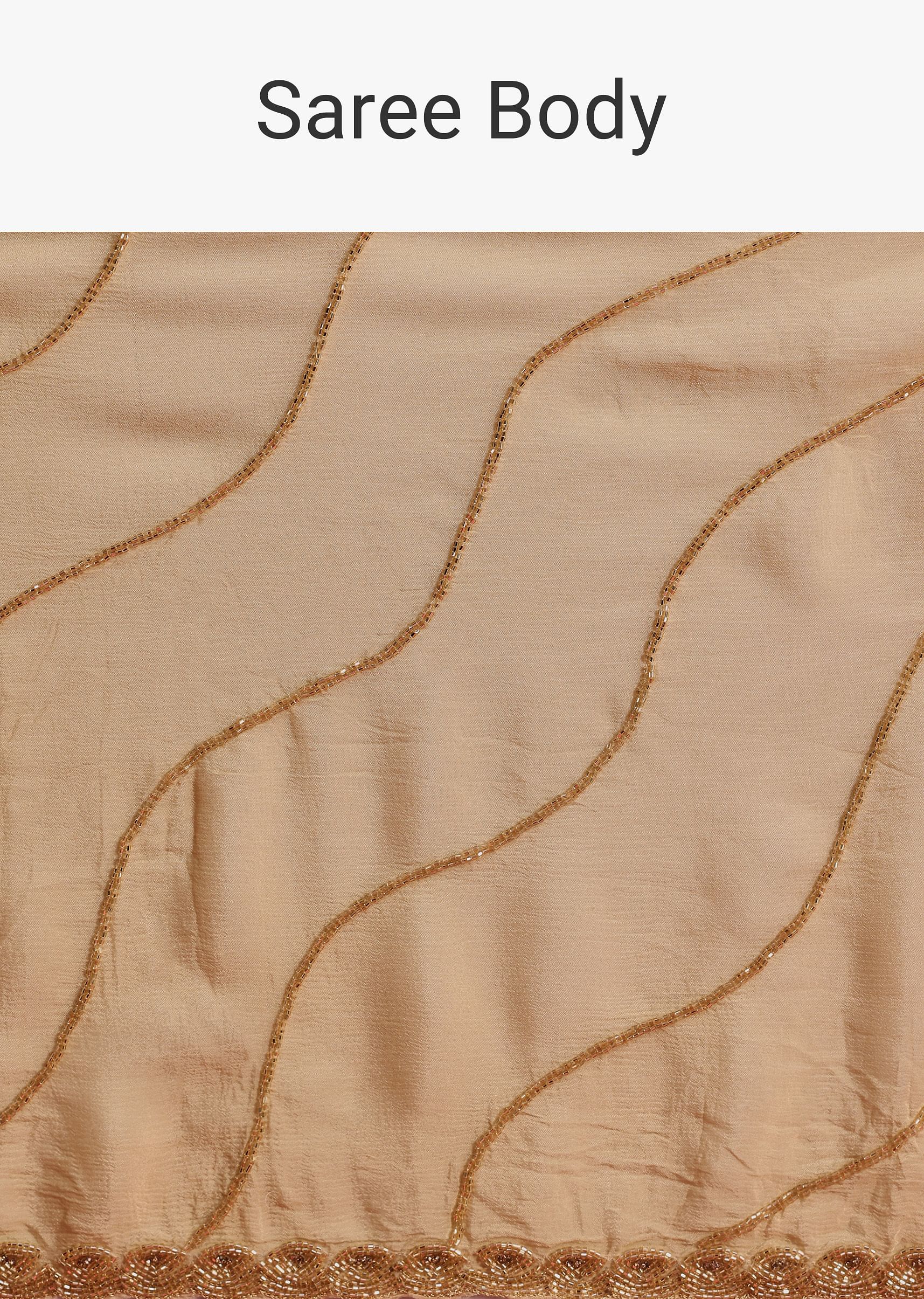 Off White Saree In Chinnon With Cutdana Work