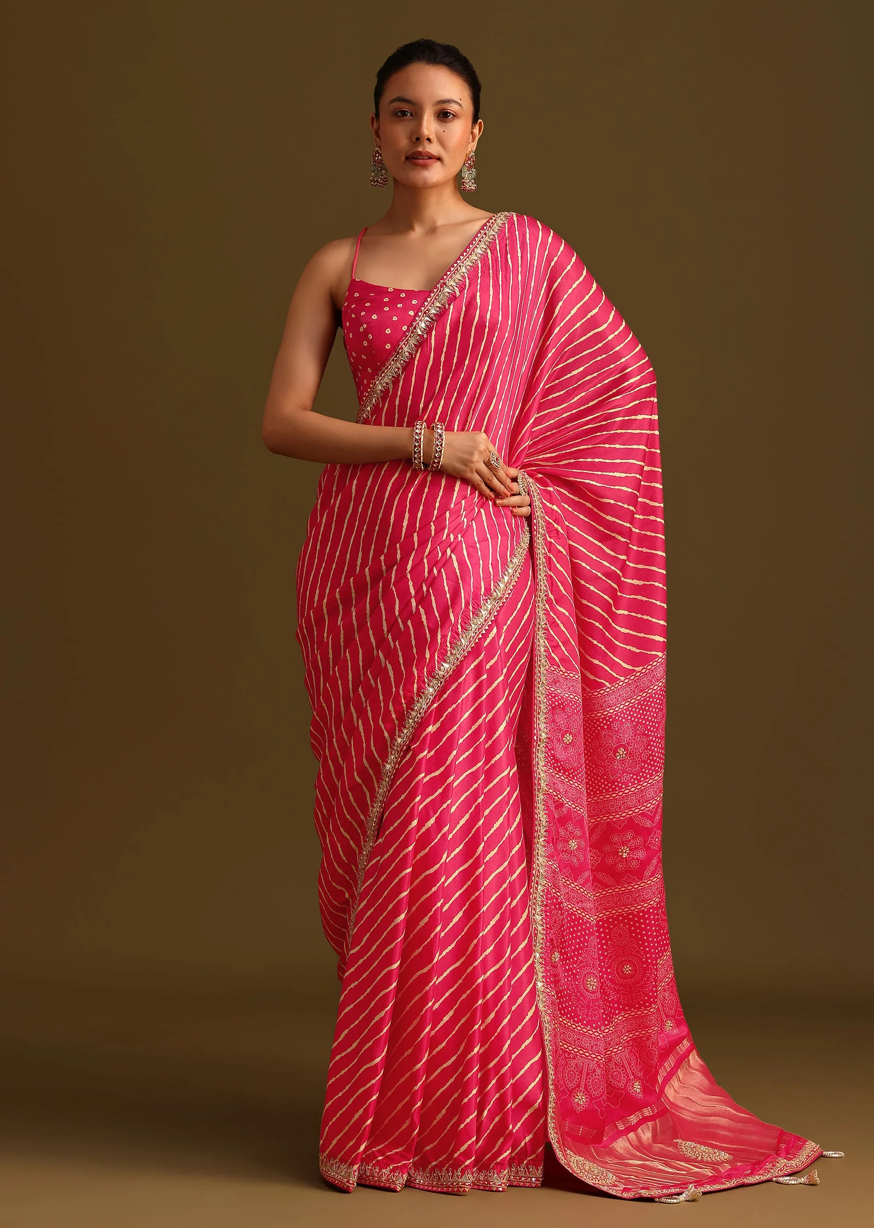 13212-hot-pink-lehariya-saree-in-gota-patti-work-with-unstitched-blouse-1.webp Hot Pink Lehariya Saree In Gota Patti Work With Unstitched Blouse
