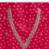 Hot Pink Lehariya Saree In Gota Patti Work With Unstitched Blouse
