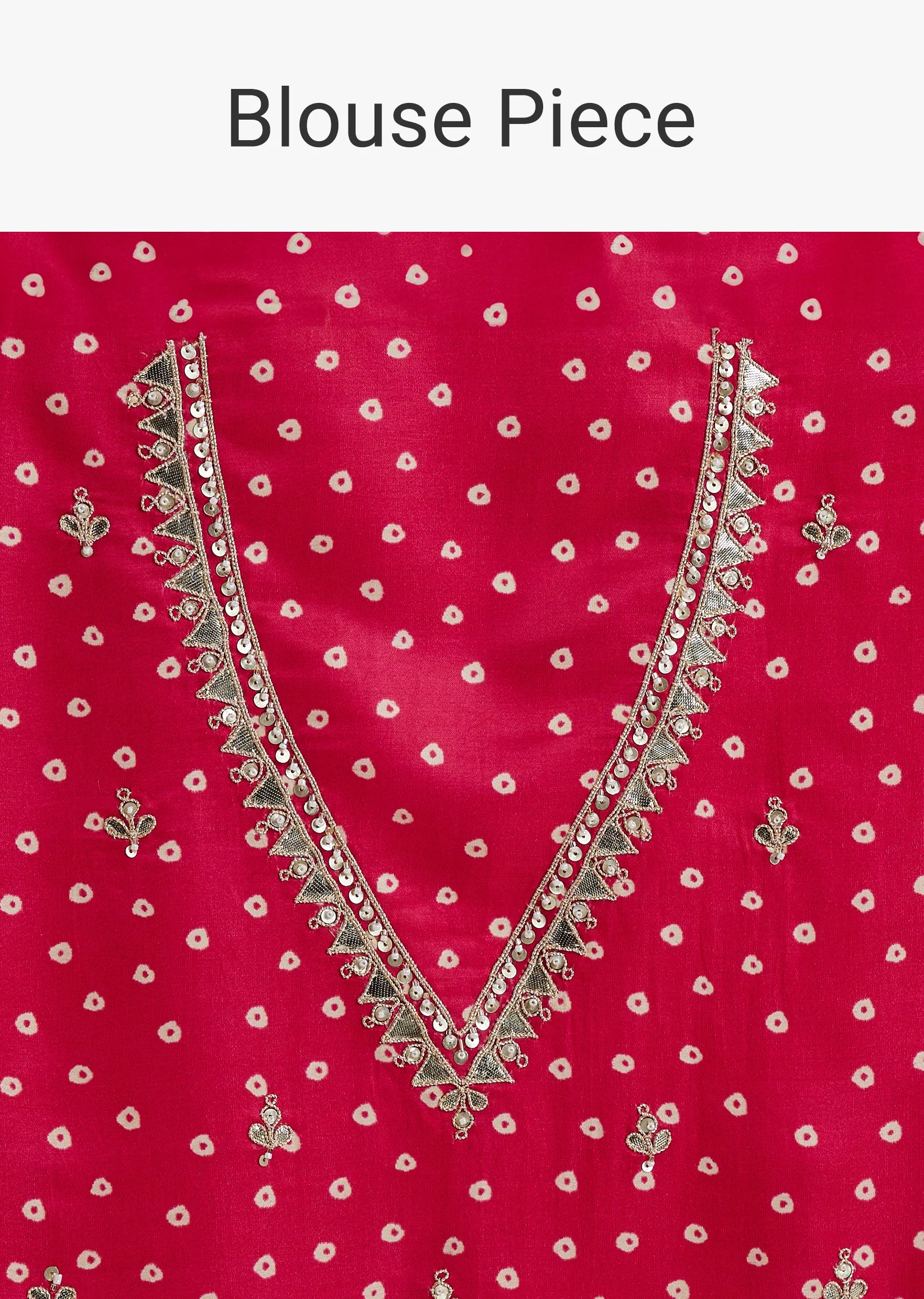 Hot Pink Lehariya Saree In Gota Patti Work With Unstitched Blouse