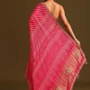 Hot Pink Lehariya Saree In Gota Patti Work With Unstitched Blouse