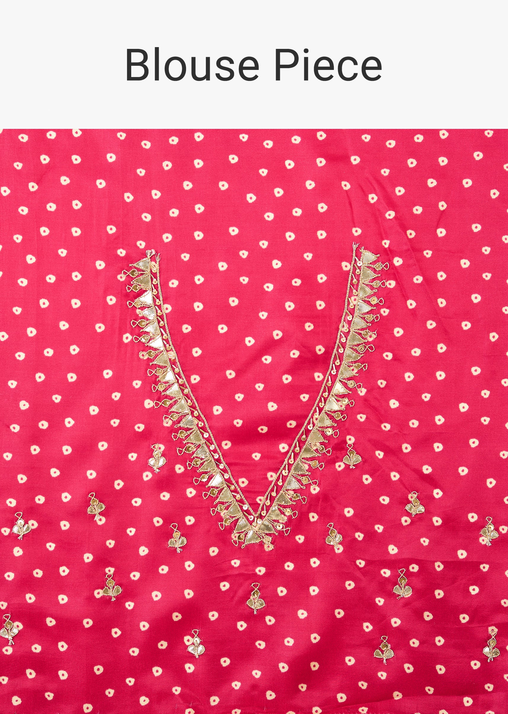 Hot Pink Lehariya Saree In Gota Patti Work With Unstitched Blouse