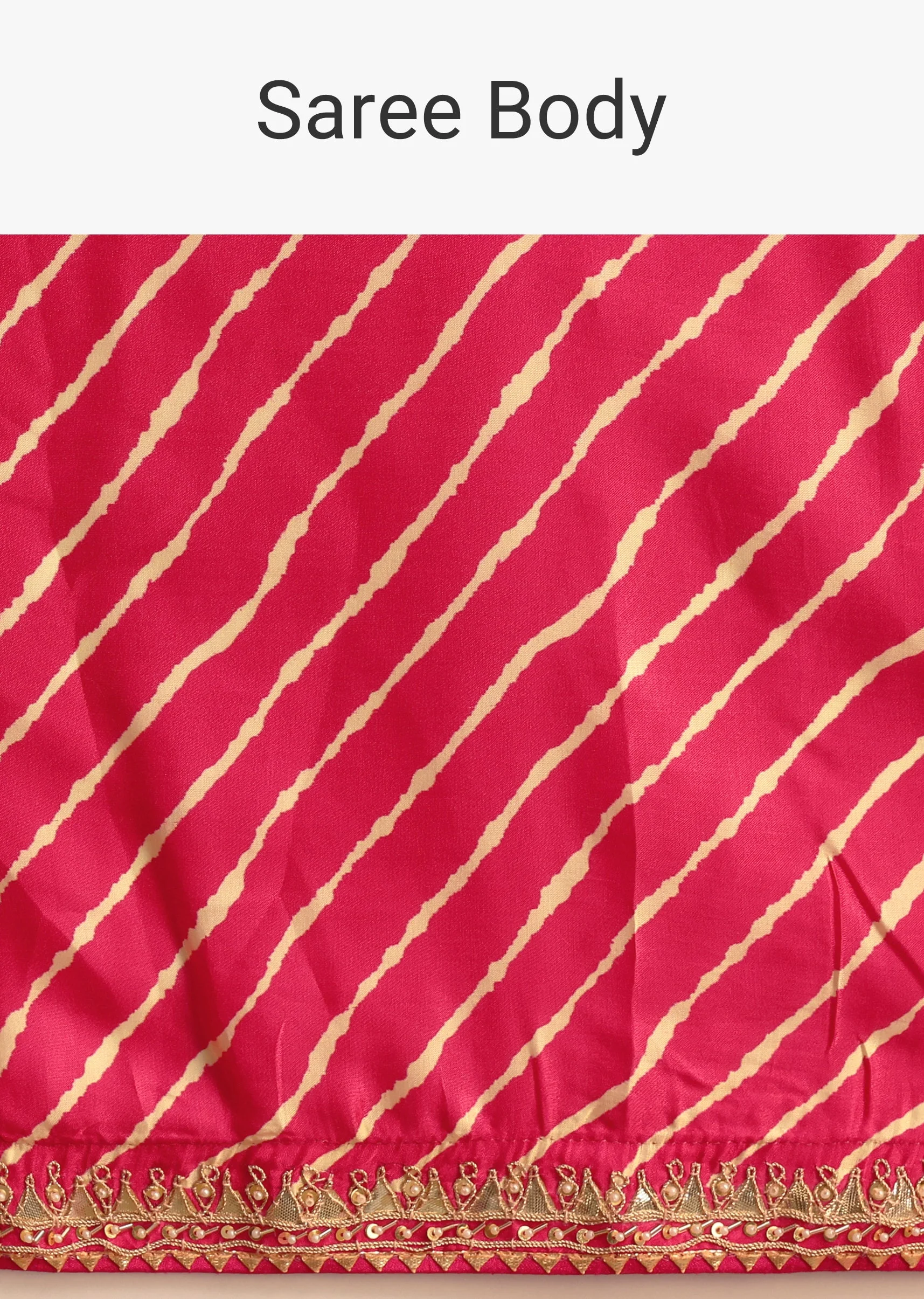 Hot Pink Lehariya Saree In Gota Patti Work With Unstitched Blouse