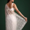 White Organza Saree With Cutdana And Sequin Embroidery