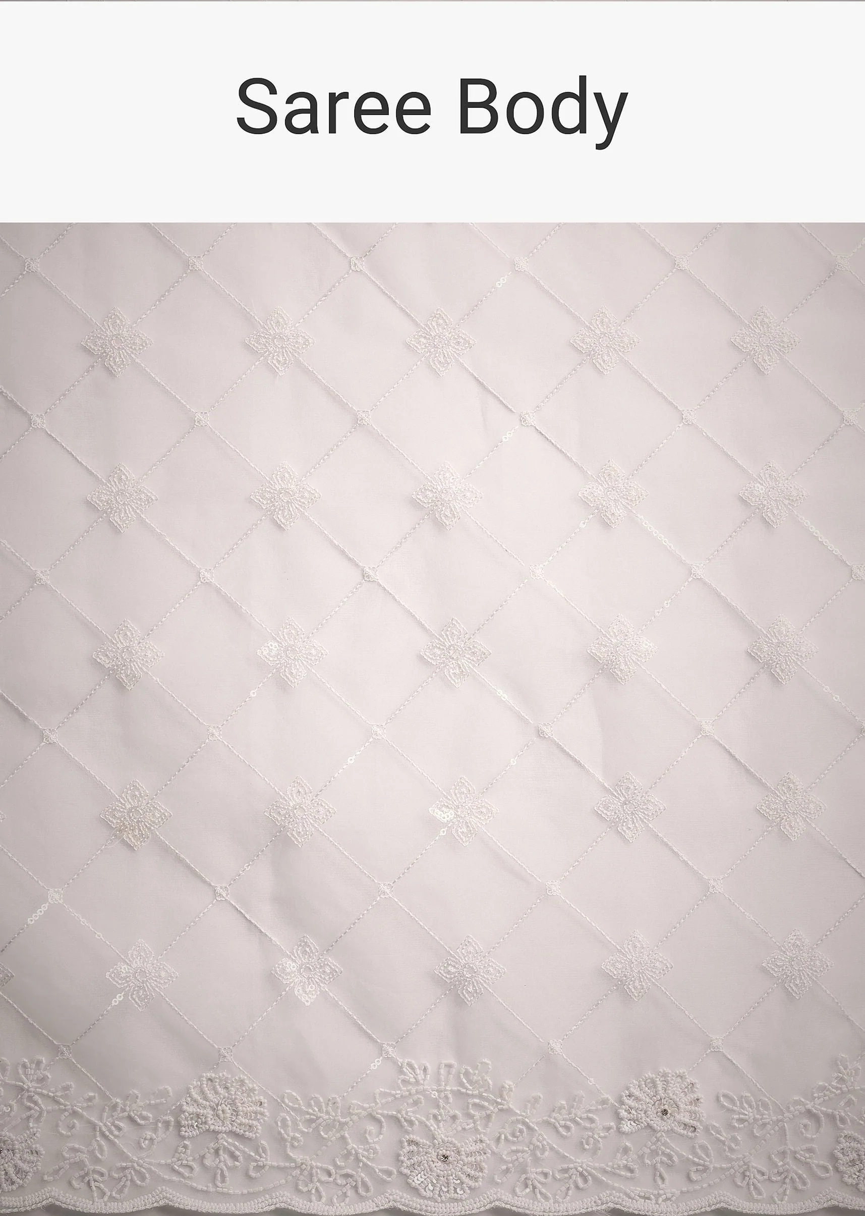 White Organza Saree With Cutdana And Sequin Embroidery