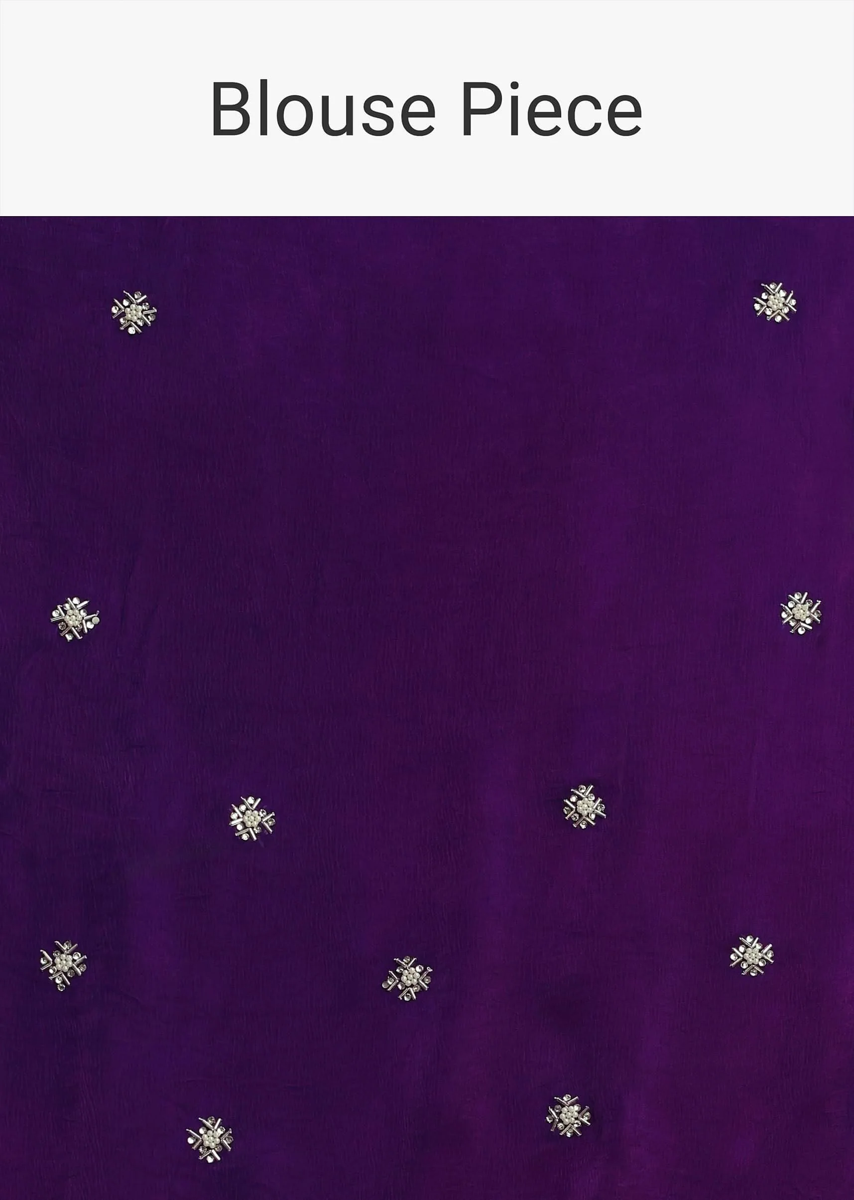 Purple Satin Chinon Saree With Stone Embellishments And Unstitched Blouse Piece