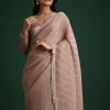 Lavendar Crushed Tissue With Cutdana Embroidered Border