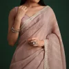 Lavendar Crushed Tissue With Cutdana Embroidered Border