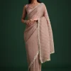 Lavendar Crushed Tissue With Cutdana Embroidered Border