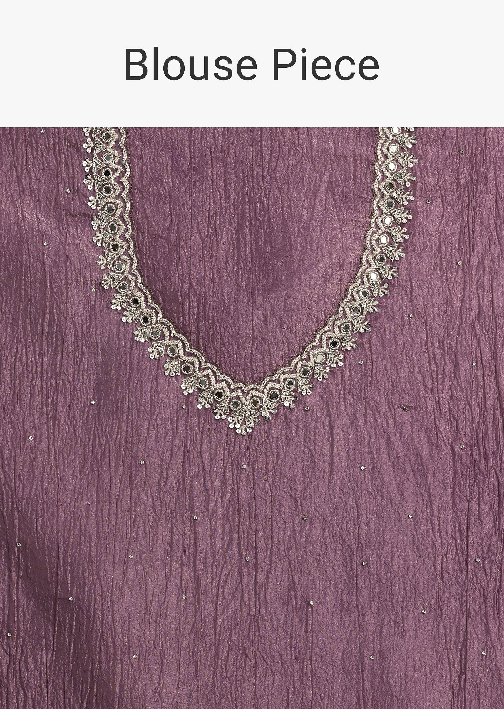 Purple Crushed Tissue Saree With Mirror And Cutdana Embellished Border
