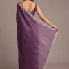 Purple Crushed Tissue Saree With Mirror And Cutdana Embellished Border