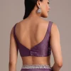 Purple Crushed Tissue Saree With Mirror And Cutdana Embellished Border