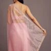 Pink Tissue Saree With Sequins Embellished Border