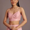 Pink Tissue Saree With Sequins Embellished Border