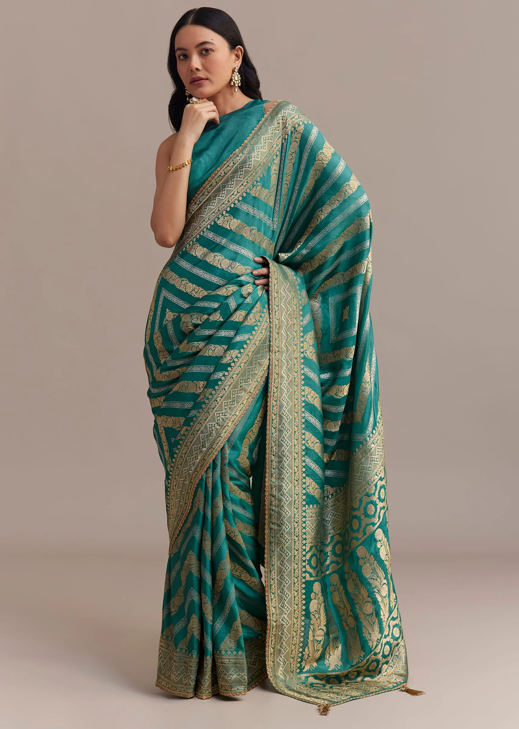13356-turquoise-green-dola-silk-saree-with-zari-weaving-1.webp Turquoise Green Dola Silk Saree With Zari Weaving