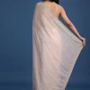 Grey Glass Tissue Silk Cutdana Work Saree With Embellished Scallop Border