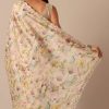 White Saree With Cutwork Scallop Border In Tussar And Unstitched Blouse Piece