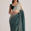 13420-green-ombre-saree-with-sequins-and-scallop-embroidery-2.jpg Green Ombre Saree With Sequins And Scallop Embroidery
