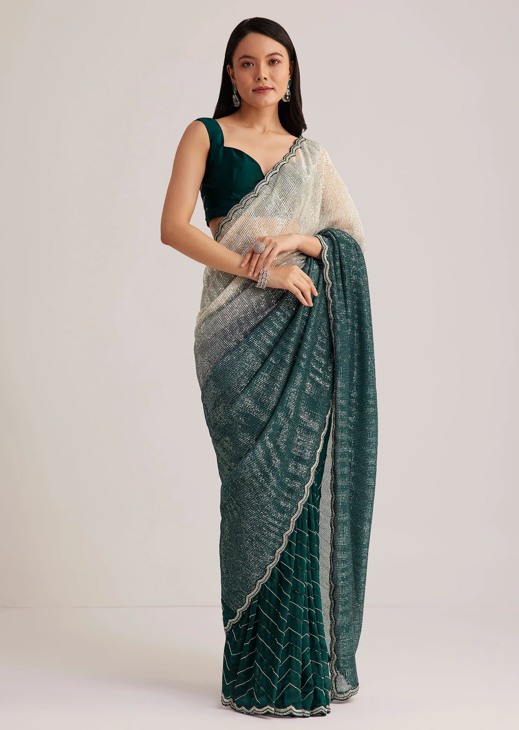 13420-green-ombre-saree-with-sequins-and-scallop-embroidery-3.webp Green Ombre Saree With Sequins And Scallop Embroidery