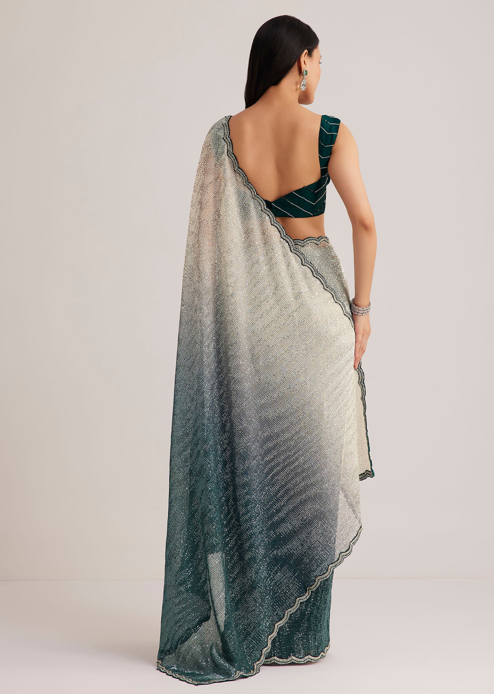 13420-green-ombre-saree-with-sequins-and-scallop-embroidery-4.jpg Green Ombre Saree With Sequins And Scallop Embroidery