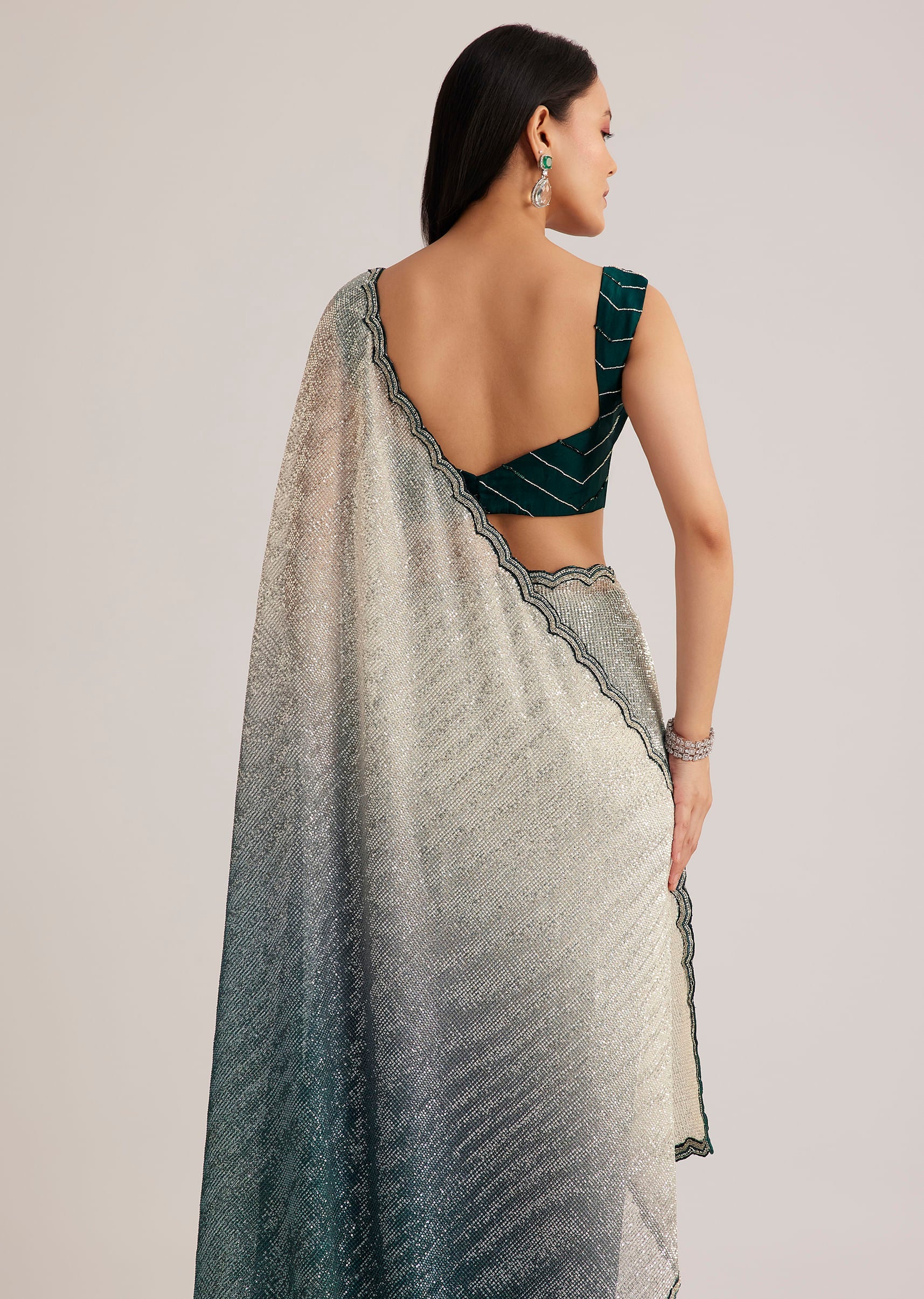 13420-green-ombre-saree-with-sequins-and-scallop-embroidery-6.jpg Green Ombre Saree With Sequins And Scallop Embroidery