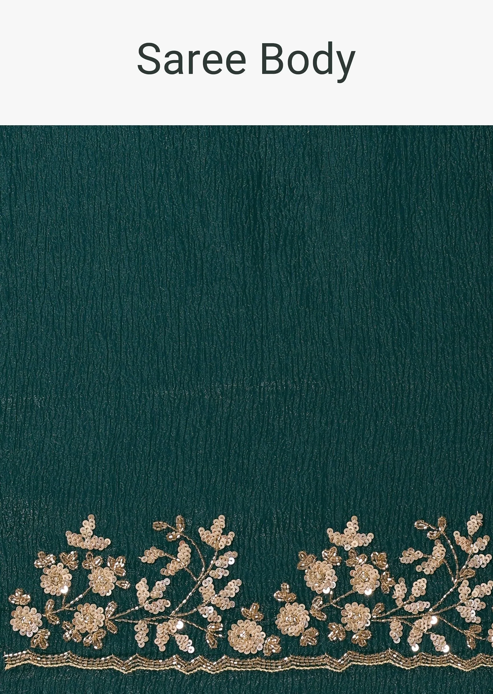 Peacock Green Crushed Tissue Saree With Cutdana And Sequin Border With Unstitched Blouse