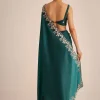 Peacock Green Crushed Tissue Saree With Cutdana And Sequin Border With Unstitched Blouse