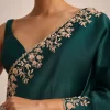 Peacock Green Crushed Tissue Saree With Cutdana And Sequin Border With Unstitched Blouse