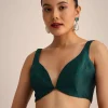 Peacock Green Crushed Tissue Saree With Cutdana And Sequin Border With Unstitched Blouse